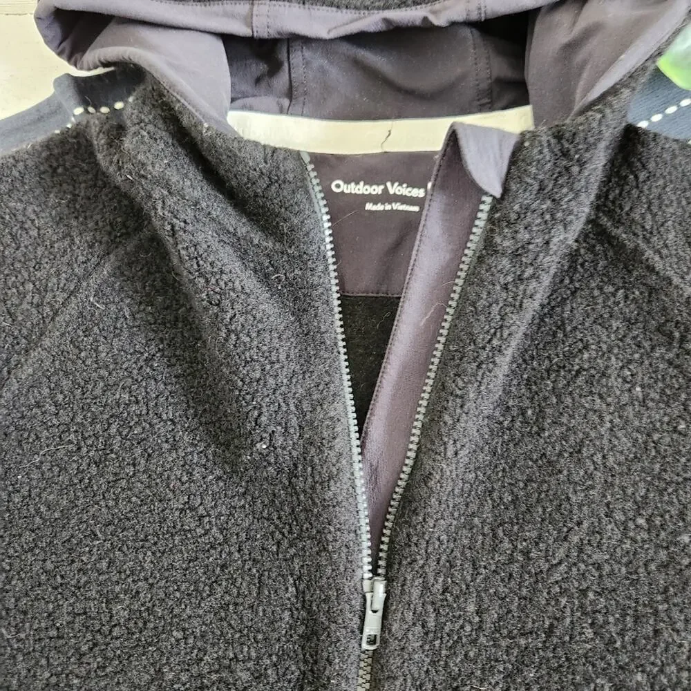 Outdoor Voices Megafleece 1/2 Zip Hoodie Wool Blend Black Size XL